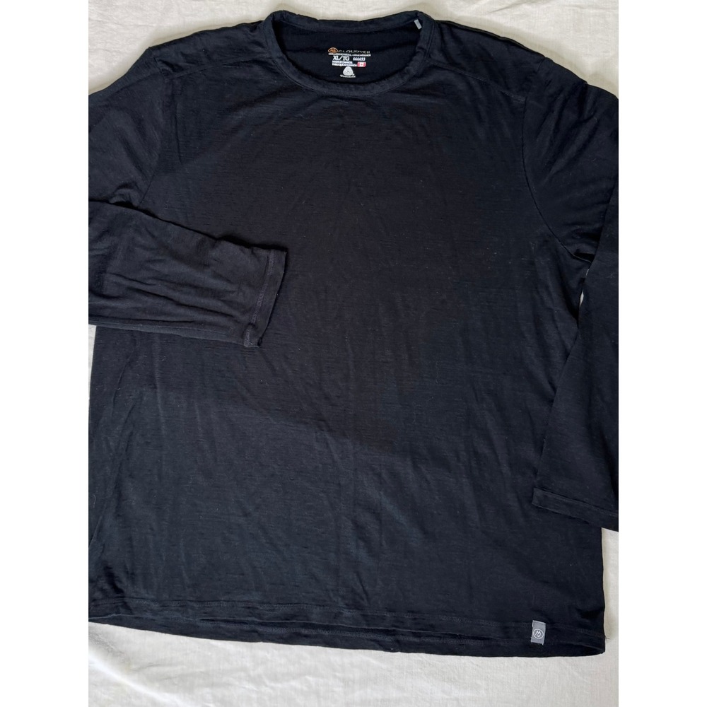 Cloudveil Men's XL 100% Merino Wool Black Long Sleeve Base Layer Made Canada